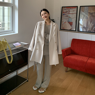10山羊绒大衣女士高端秋冬季新款中长款韩版气质时尚纯色羊毛外套