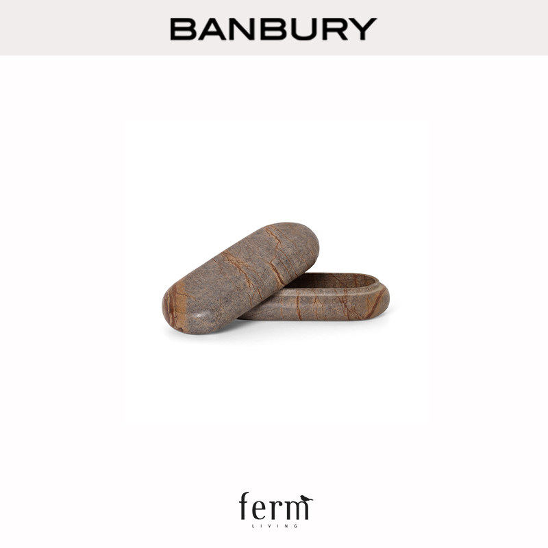 ferm living丹麦Bendum Box大理石收纳盒桌面整理摆件装饰防水