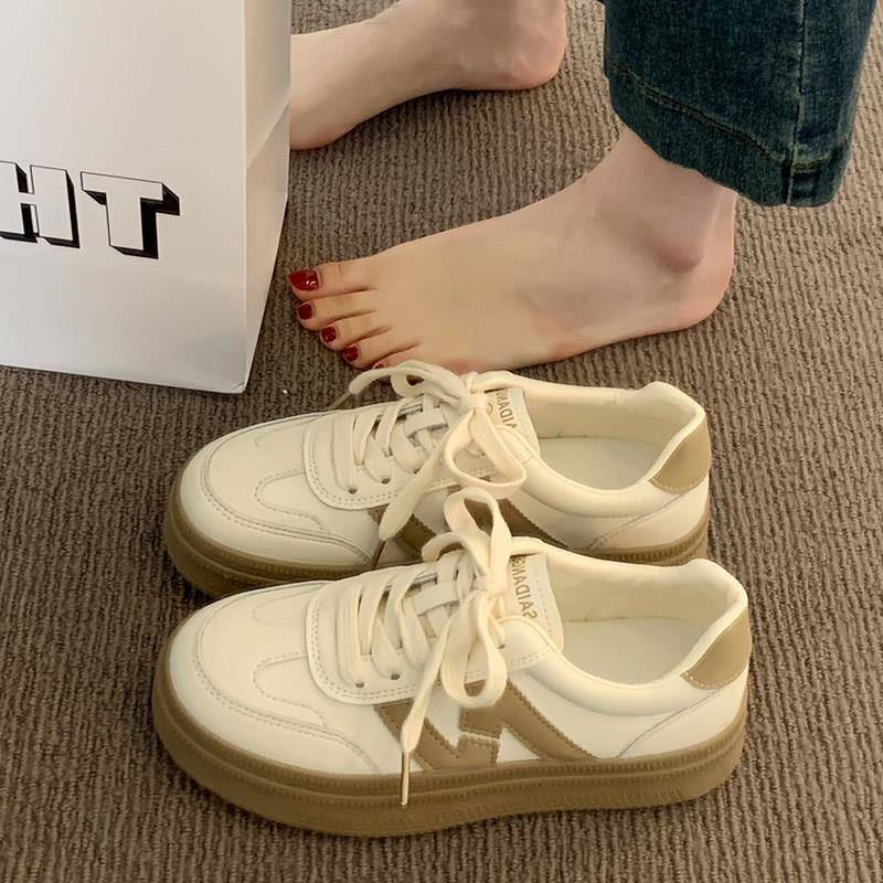 香港德训鞋女小白鞋2025新款秋冬季加绒二棉鞋子百搭休闲厚底板鞋