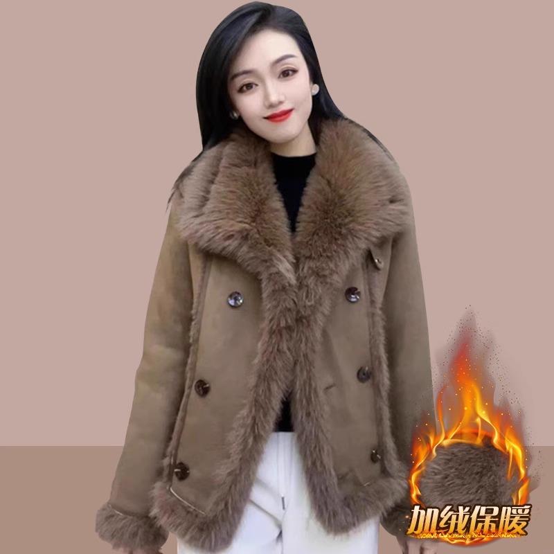 环保皮草外套女秋冬2025新款高级感小个子皮毛一体机车服夹克上衣