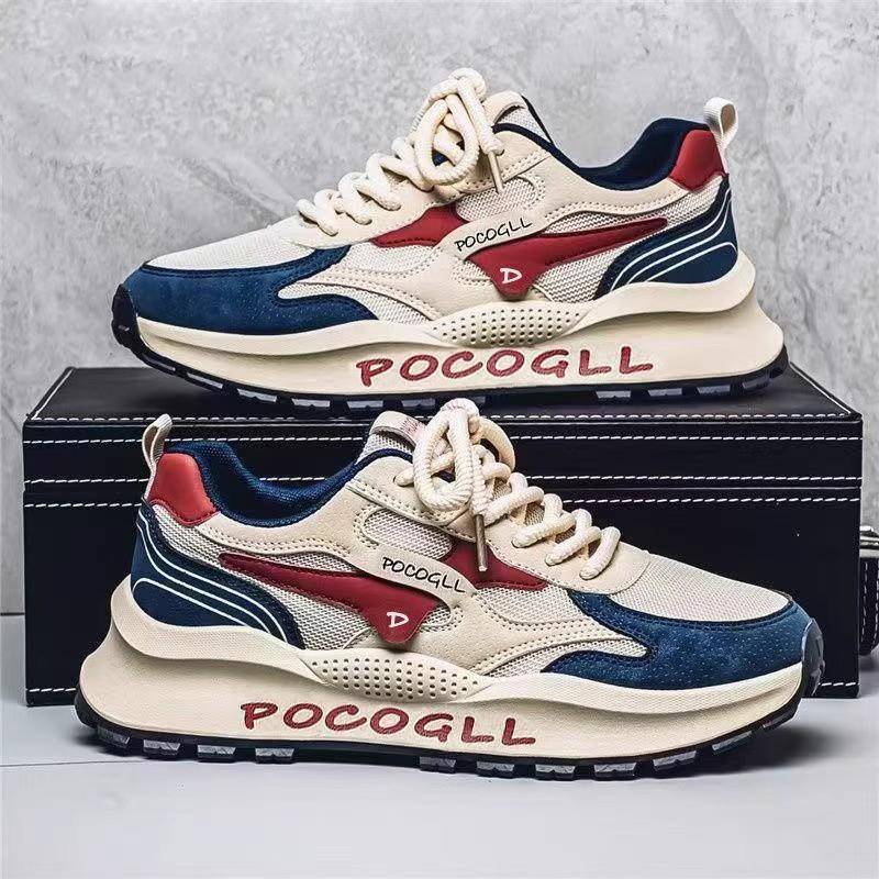 潮牌男鞋2025秋冬透气防臭百搭网面运动休闲增高港风复古老爹潮鞋