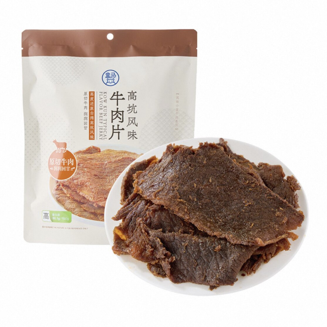 盒马高坑风味牛肉片原切台湾风味嚼劲十足含独立小袋便于分享包邮