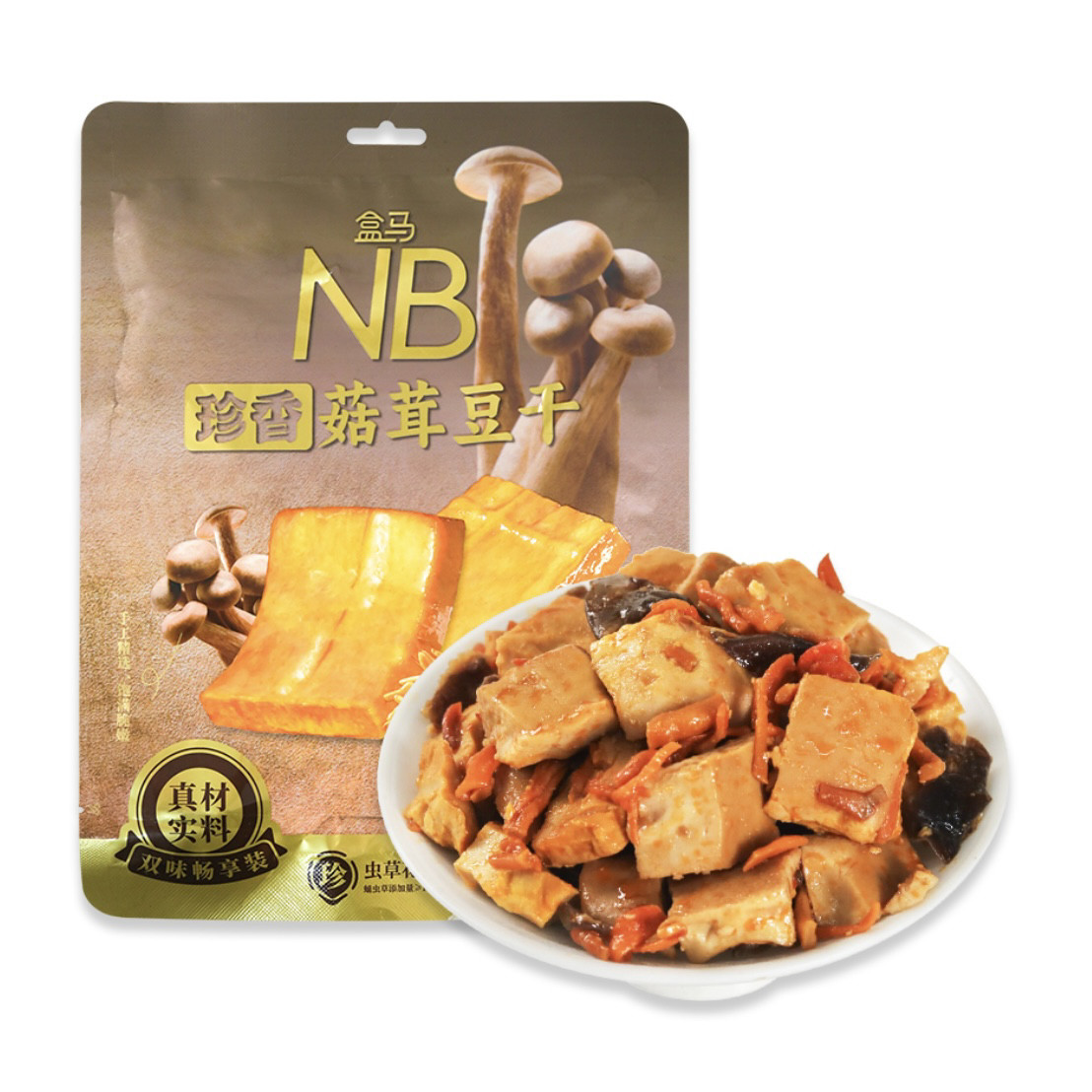 盒马NB珍香菇茸豆干双味畅享装400g虫草花鹿茸菇炖鸡含独立小袋