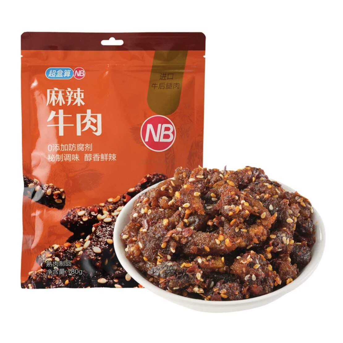 盒马NB麻辣牛肉180g内含独立小袋图片