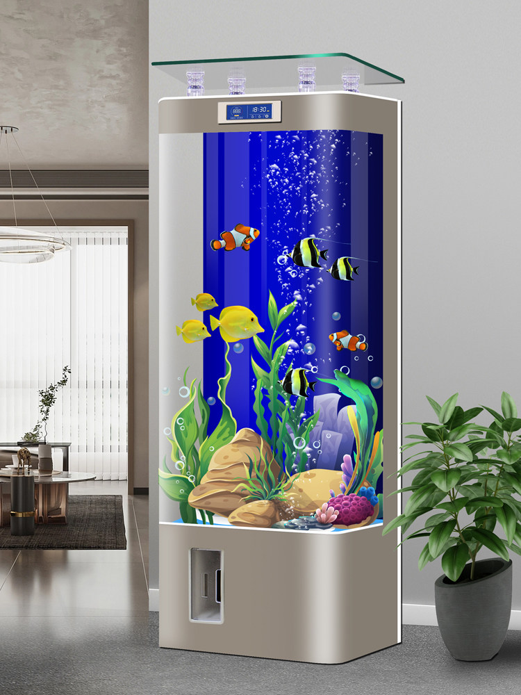 2025新型智能小鱼缸方形客厅家庭生态自循环反滤垂直过滤金鱼缸