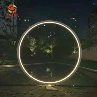 现货创意不锈钢圆圈雕塑景观铁艺户外酒店庭院水池水景装 饰品