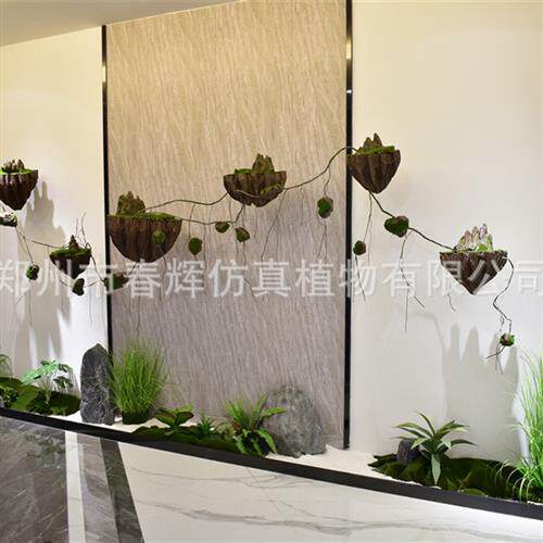 郑州绿植造景室内盆栽干树枝干花松树摆件大型仿真绿植造景组合