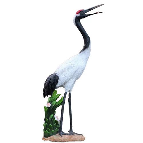 户外花园大型玻璃钢仿真丹顶鹤仙鹤动物雕塑庭院园林水池装饰摆件