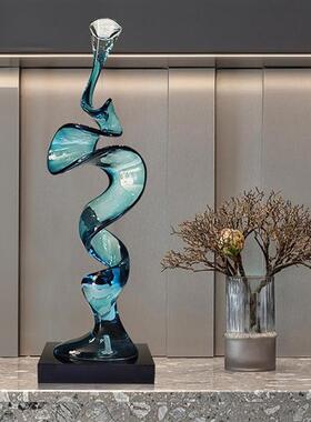 别墅家居客厅玄关入户酒柜格子透明树脂抽象摆件雕塑装饰乔迁送礼