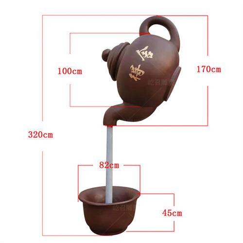 悬空天壶流水玻璃钢树脂天壶仿真创意茶庄园林大型茶壶流水摆件