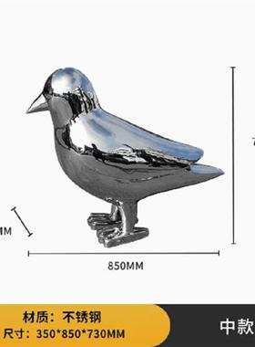 不锈钢精密铸造镜面鸽子小鸟摆件抽象写实动物软装配件艺雕塑