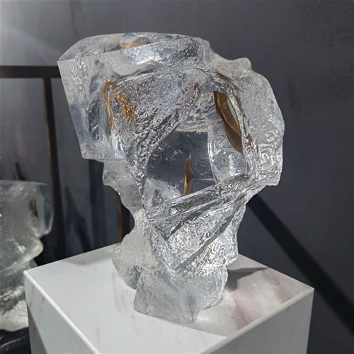 铂晶透明树脂接合玻璃钢艺术工艺品雕塑摆件酒店新中式家具装饰品