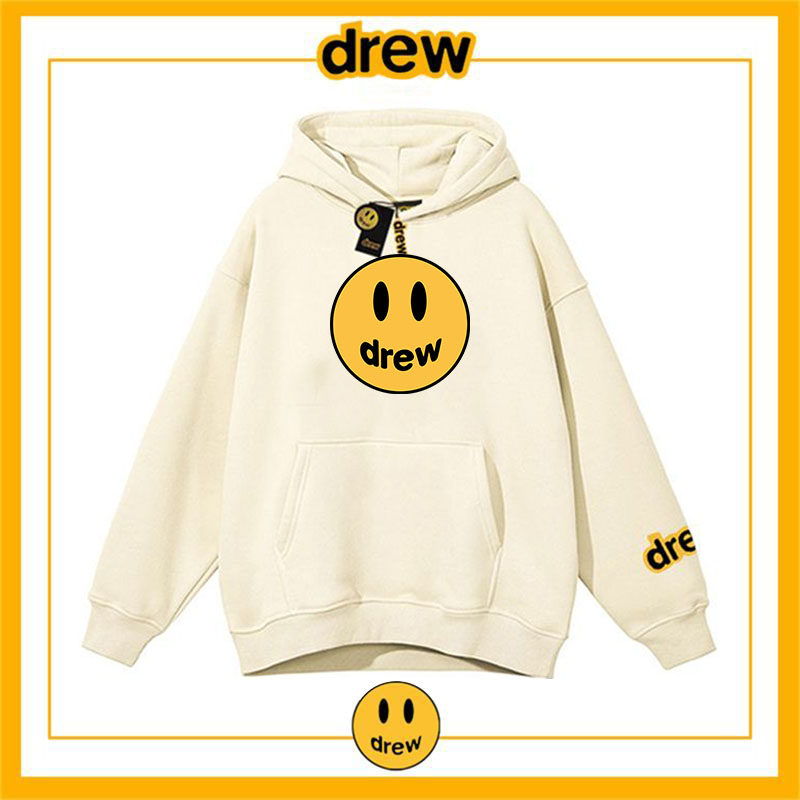 drew笑脸贾斯丁潮牌高街穿搭连帽卫衣欧美情侣留学生秋冬加绒外套