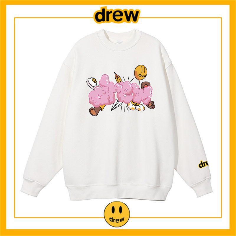 drew笑脸云朵美式套头圆领卫衣时尚男女秋冬学生潮牌高街加绒外套