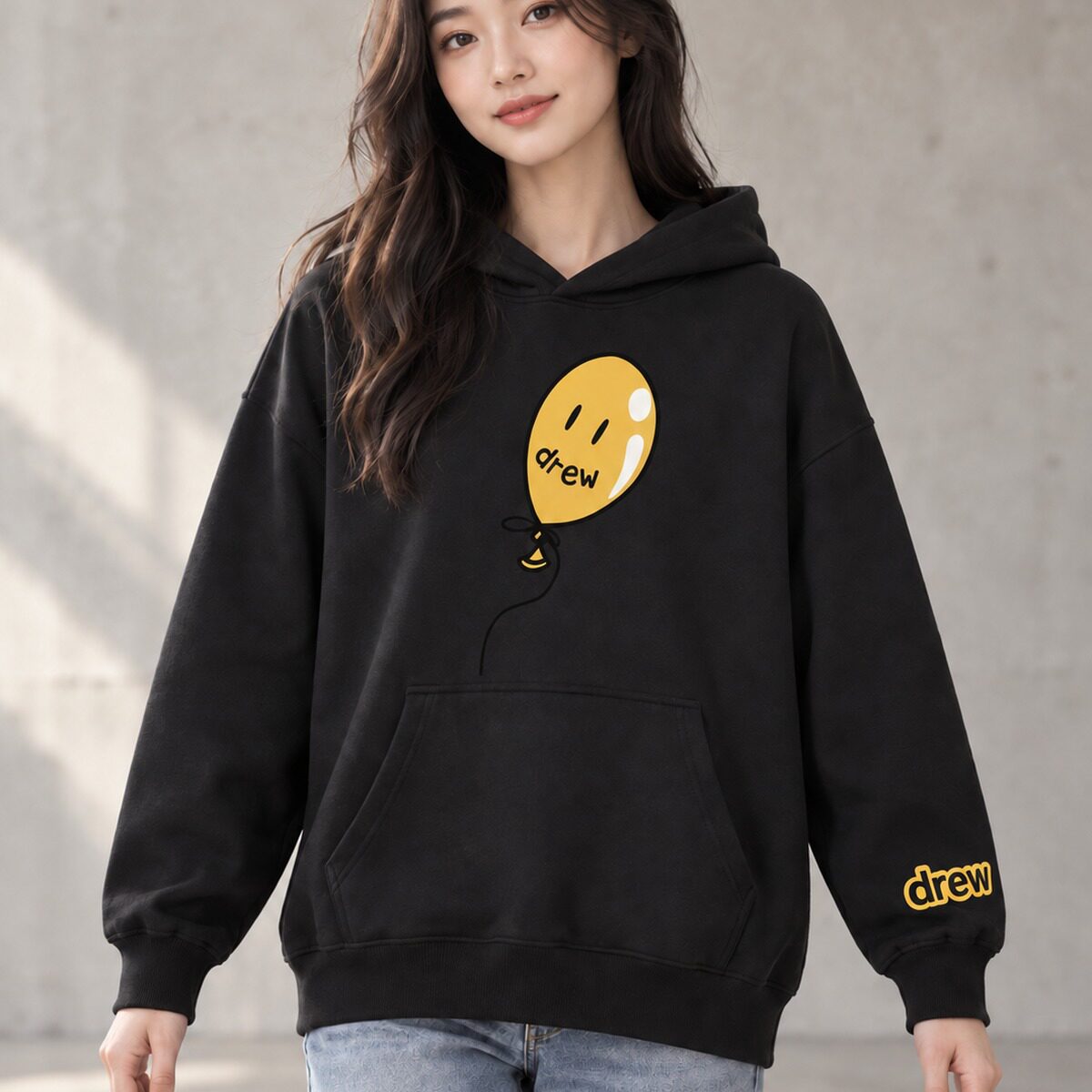 drew笑脸连帽卫衣外套秋冬潮牌情侣纯棉上衣宽松男女同款美式复古