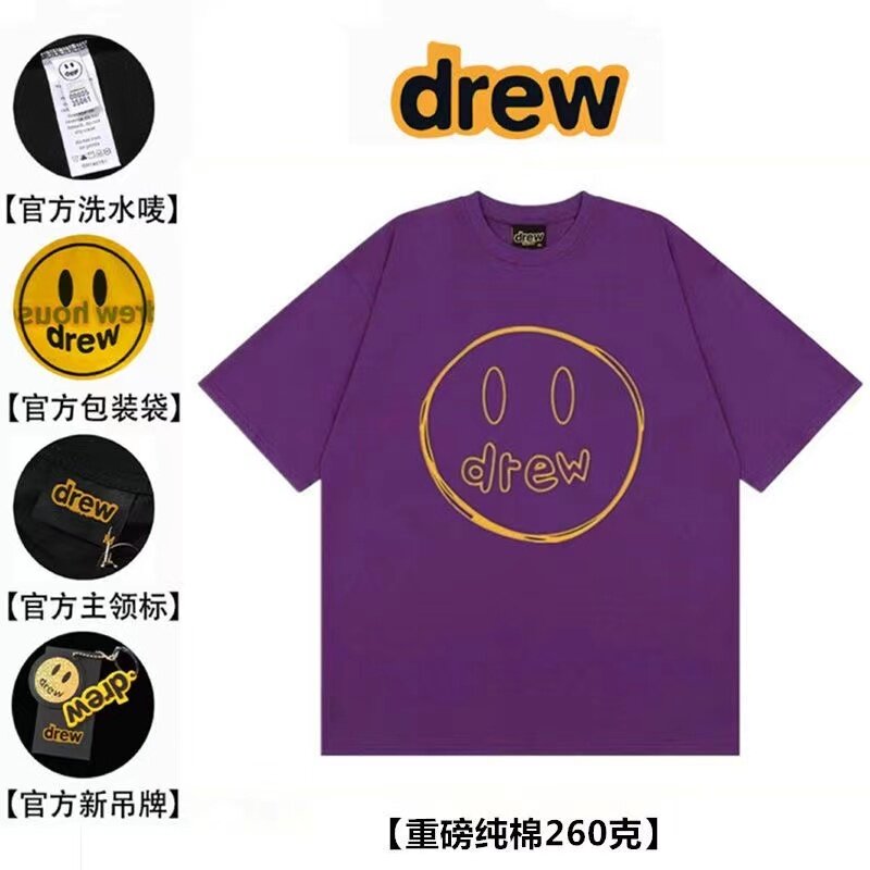 笑脸美式潮牌短袖T2024素描印花趣味宽松情侣小众百搭男女上衣T恤