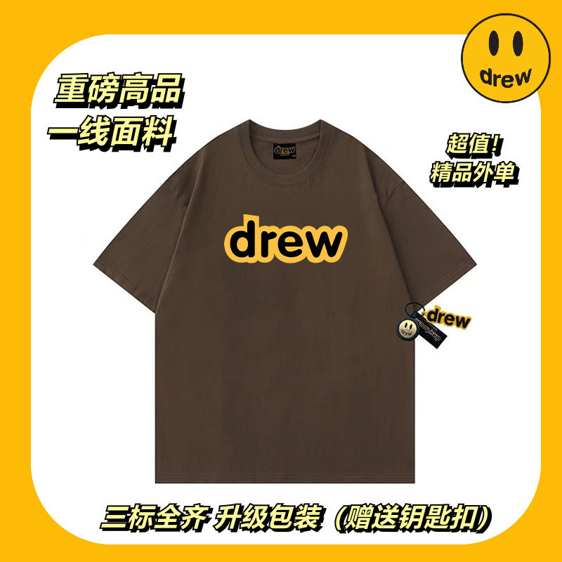 比伯笑脸经典字母时尚纯棉短袖衫情侣上衣重磅街头ins百搭休闲T恤