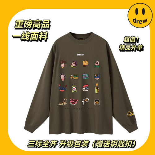drew笑脸欧美潮牌联名休闲百搭纯棉卫衣秋冬ins时尚情侣长袖衫T恤