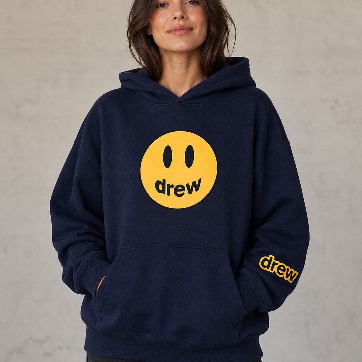 drew笑脸纯棉连帽卫衣外套上衣秋冬潮牌休闲情侣高街百搭美式复古