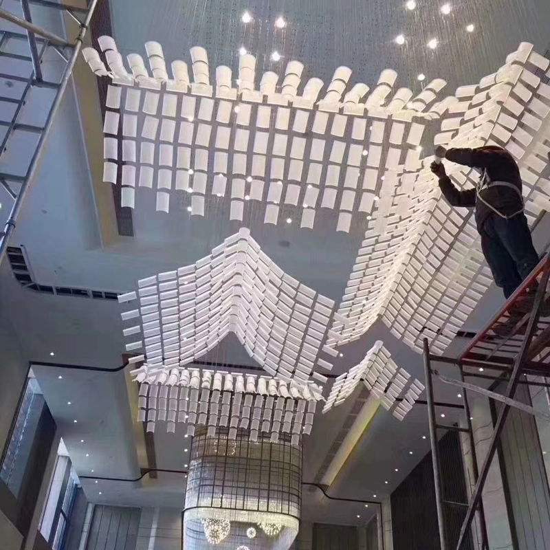 定制艺术造型水晶玻璃吊灯别墅酒店大堂宴会厅别墅挑空大吊灯55