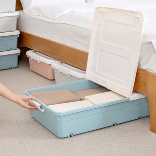 床底收纳箱带轮床底下收纳盒被子衣服整理箱储物箱加厚塑料家用