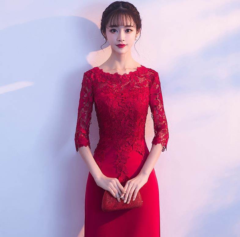 女式黑色清新晚礼服中长款冬装活动鱼尾裙冬季礼仪小姐少女结婚|ruв категории Женская одежда, Cвадебные платья, платье/вечернее платье - от Buy2taobao.com для оказания профессиональной услуги покупки агента Taobao