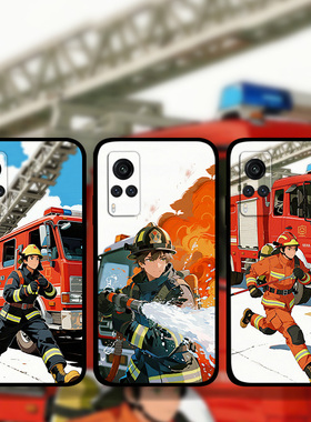 适用VIVOx200x100Ultrax90Prox80x70消防员漫画风手机壳iQOO13中国消防救援周边定制s30s21s20s19s18s17s16e