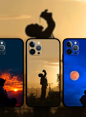 适用iPhone16ProMax军旅风手机壳爱国苹果15plus13Mini12p14p8军魂兵哥哥迷彩下的帅气XsMax液态硅胶软壳XR