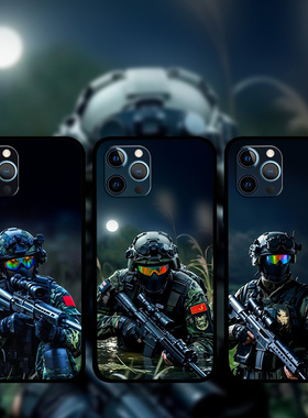 适用iPhone17ProMax军旅风手机壳苹果16e15plus13Mini12p14p8特种兵兵哥军迷周边照片定制XsMax液态硅胶软壳