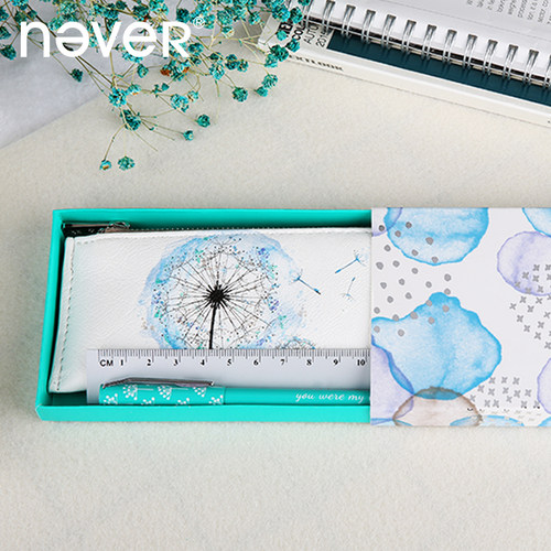 优选never文具袋笔盒套装礼赠金属笔中性笔磁铁笔笔袋黄铜尺子礼