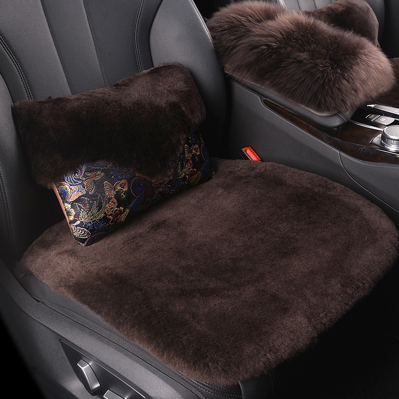 适用奔驰GLK300GLC260ML350汽车冬季羊毛坐垫单片毛绒座垫三件套