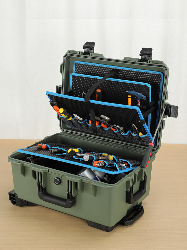 방수 및 낙하 방지 도구 상자 다기능 전기 기사 전기 드릴 하드웨어 보관 상자 풀로드 수리 상자 대형