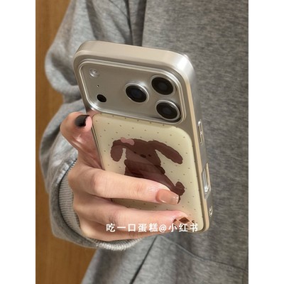 网红款波点英文围巾兔子电镀滴胶苹果17promax手机壳iphone16151413