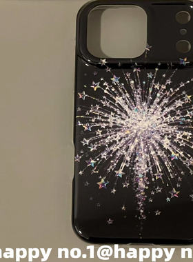 网红款黑色夜空爆闪烟花星星适用苹果14iPhone手机壳防摔双层16全包防水