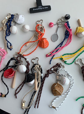 韩系挂包棒球网球挂绳适用于手机壳 棒球-黄绿色挂绳［黑色垫片］