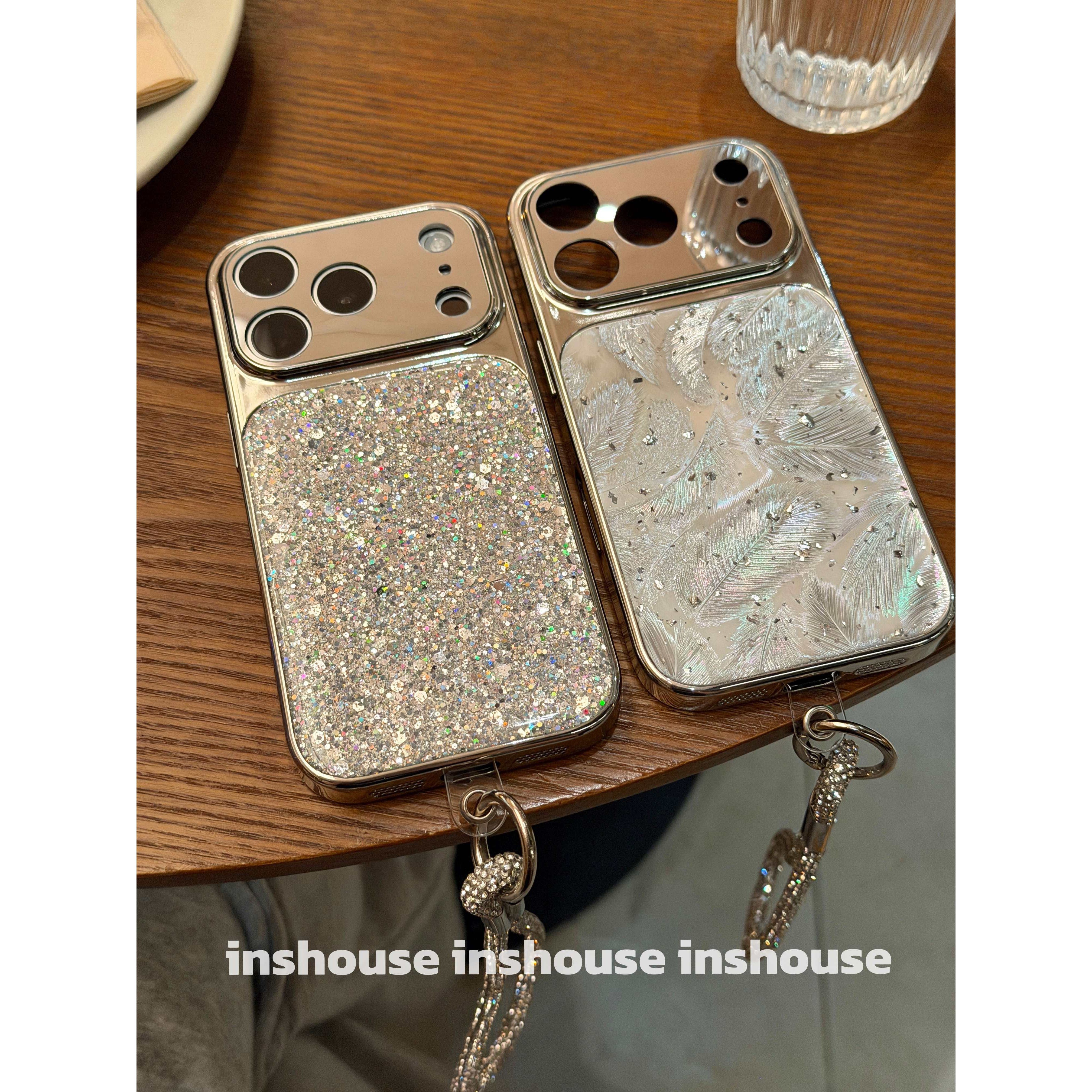 轻奢闪粉亮片羽毛大视窗适用于iphone17promax苹果16手机壳15新款 · 满屏闪粉亮片【单壳】 苹果17