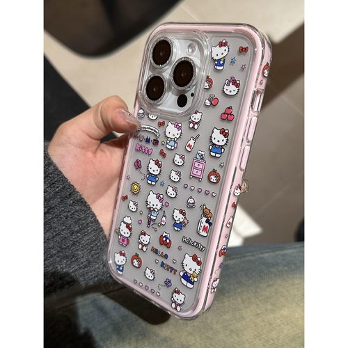 可爱卡通少女Kitty手机壳iPhone16pro Max苹果1314新全包防摔1516 · 粉色可爱KT手机壳 iphone13