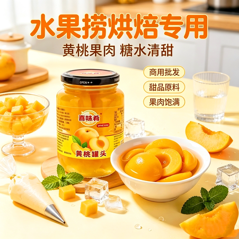 山东糖水厚实黄桃罐头整箱