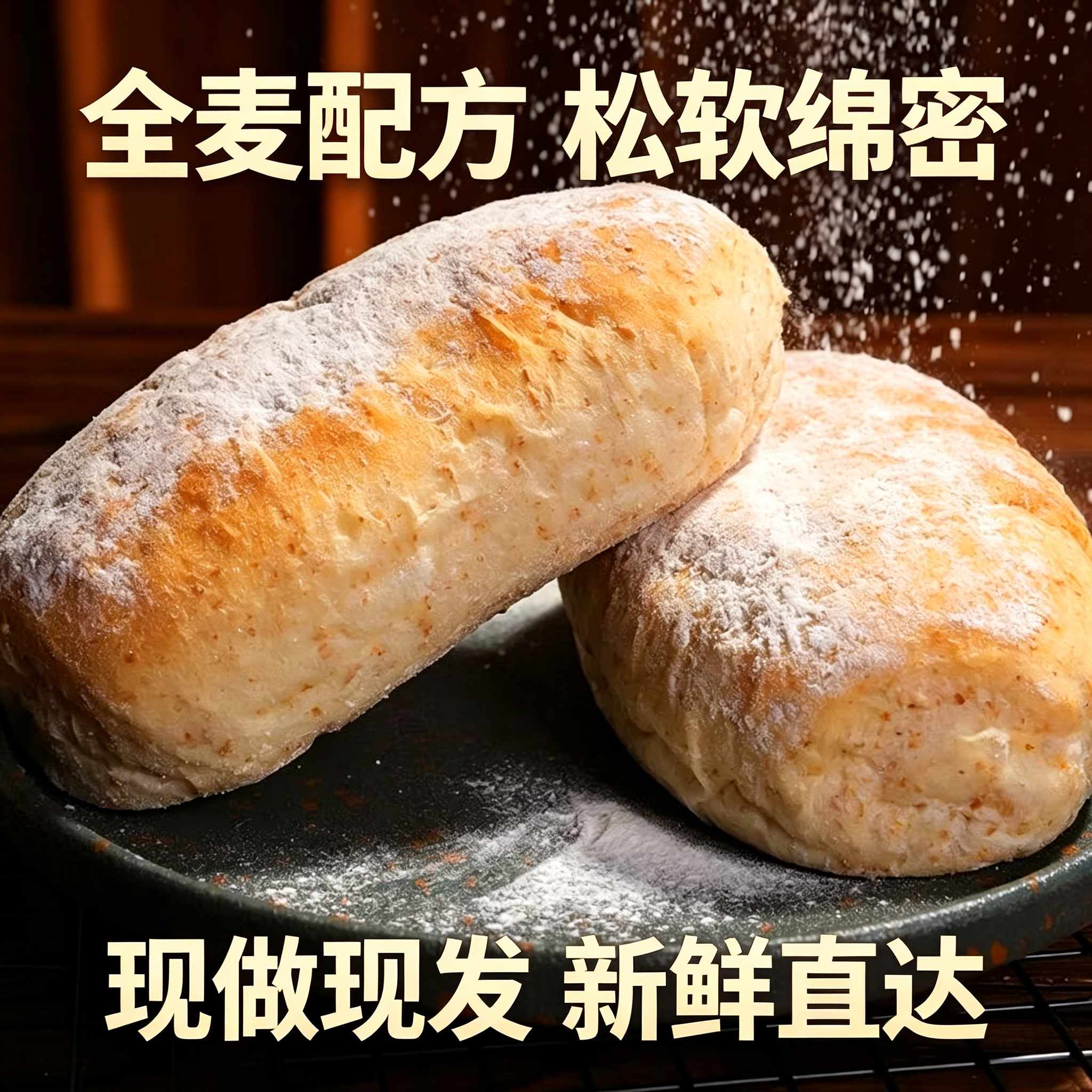 全麦恰巴塔面包营养早餐代餐粗粮独立包装开袋即食办公休闲零食