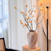 山野艺墅玉兰果干花天然树枝真长枝中古风奶油风玄关客厅家居装 饰