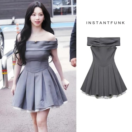 instantfunk一字领抹胸连衣裙