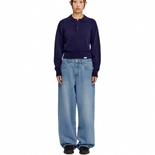 现货~韩国era金智妮同款高腰牛仔裤简约休闲宽松棉质直筒阔腿裤