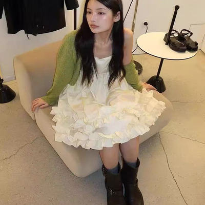 韩国atelier edition吊带连衣裙甜美小清新荷叶边蓬蓬裙蛋糕裙女