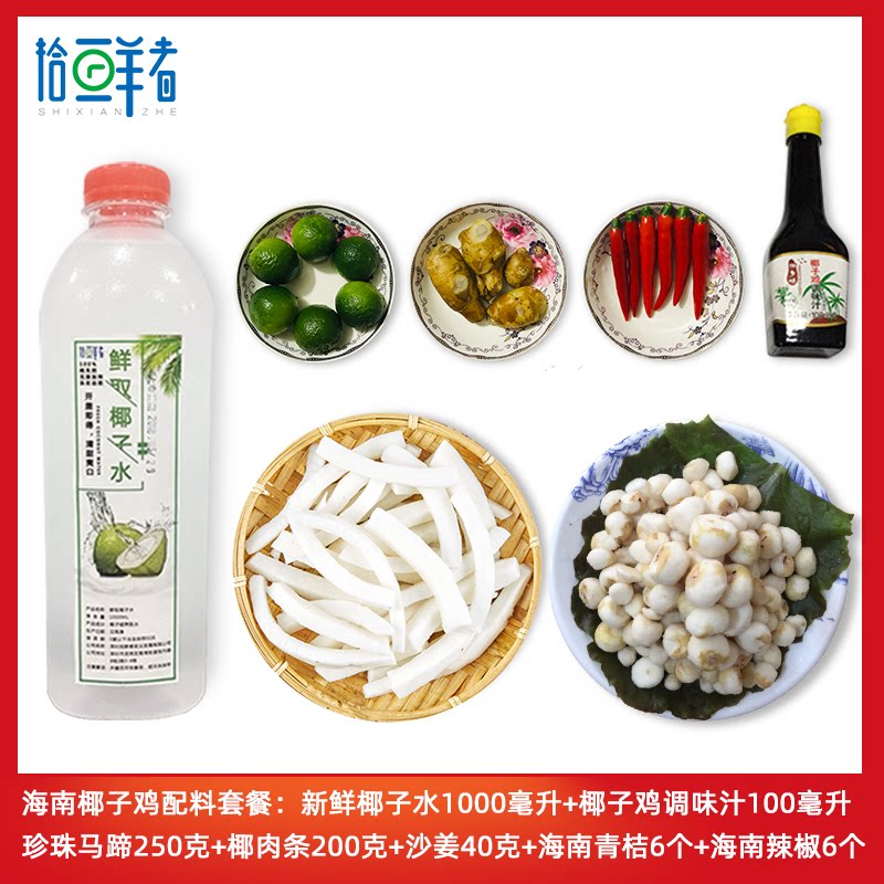 海南文昌椰子鸡配料全套椰子水椰肉酱油酱料佐料蘸料火锅底料套餐