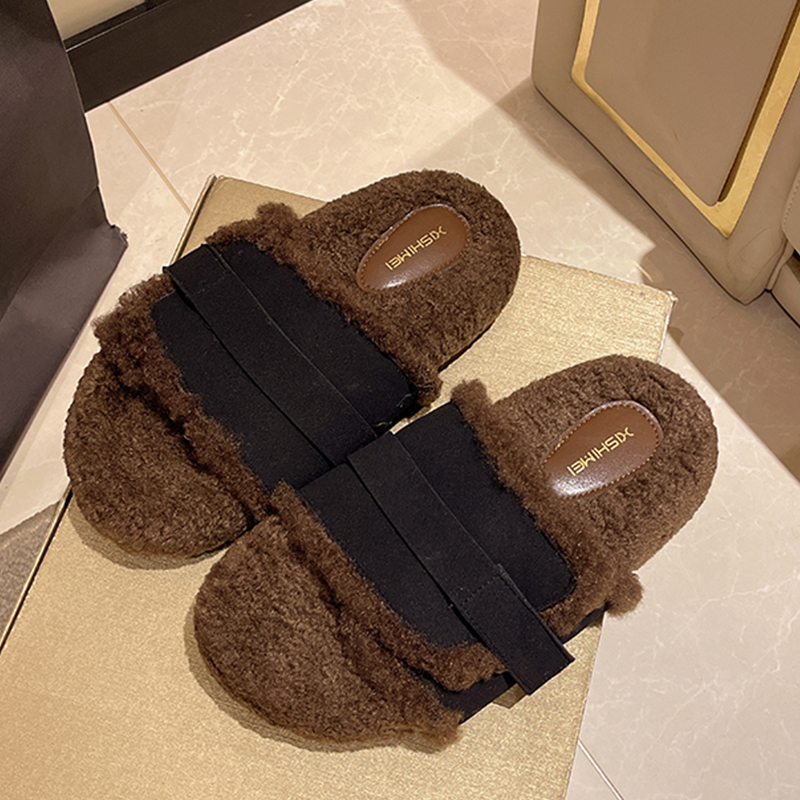 小懒猫网红平底毛毛拖鞋勃肯棉拖