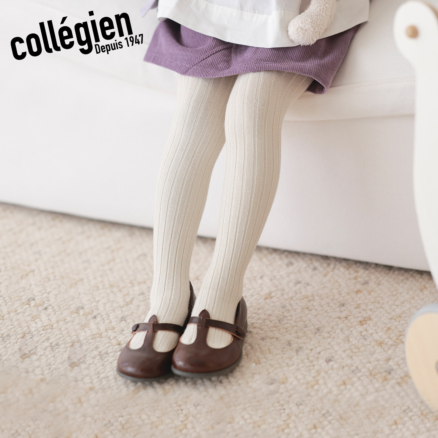 Collegien儿童连裤袜女童秋冬埃及长绒棉宝宝打底裤袜婴儿连体袜