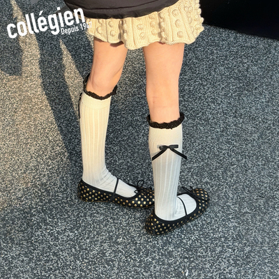 Collegien女童春夏蝴蝶结中筒袜