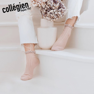 COLLEGIEN女士短袜春秋埃及长绒棉潮袜百搭透气小腿袜可配亲子款