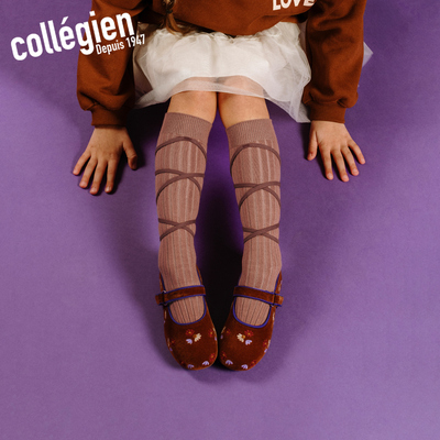 法国Collegien女童绑带中筒袜