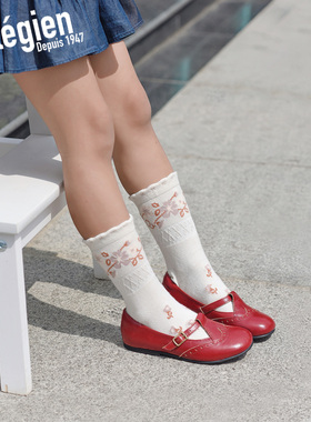 法国Collegien女童袜子春秋埃及长绒棉女宝宝花边短袜婴幼儿袜子